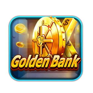Golden Bank cover with a gold bank vault door, gold bars, coins, and the game title.